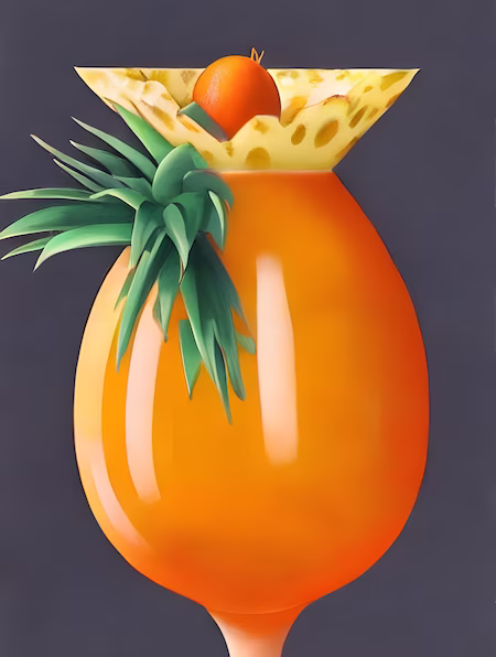 Ballo Glass With Pineapple And Fruit As Garnish